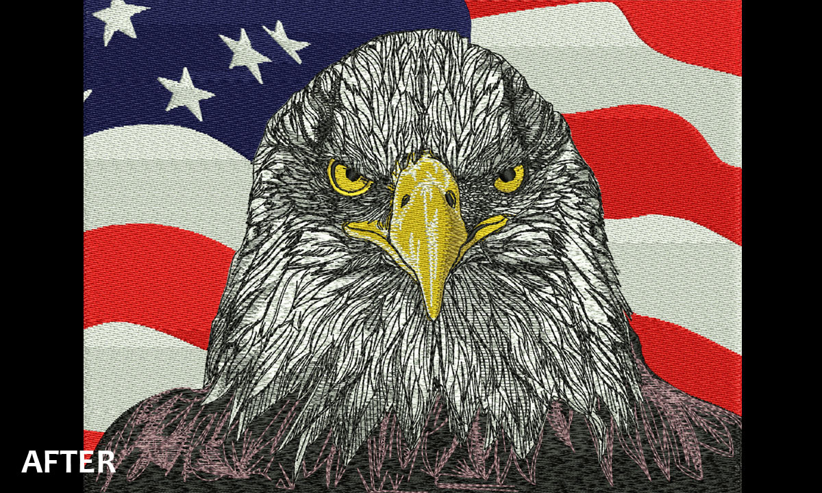 Embroidery Digitizing US Flag Eagle